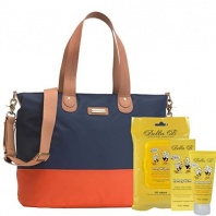 Bundle -3 Items:Storksak Color Block Tote Diaper Bag Nylon - Navy & Orange & Bella B Honey Bum 2 oz & Bella B Babywipes 50 count