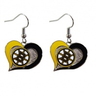Boston Bruins Swirl Heart Earring NHL Dangle Logo Charm Gift
