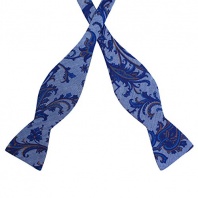 Countess Mara Men's Denim Paisley Bow Tie, Blue