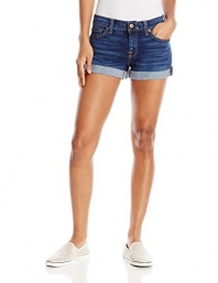 7 For All Mankind Women's Roll Up Short In Medium Timeless Blue