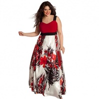 HongXander Plus Size Women Floral Printed Long Evening Party Prom Gown Formal Dress (XL)