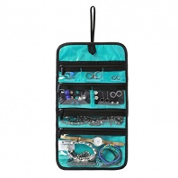 BAGSMART Hanging Travel Jewelry Roll Bag with Zippered Compartments for Earrings & Necklaces & Ring