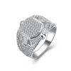 AmDxD Jewelry Silver Plated Men Customizable Rings Plate Shape Width Full of CZ