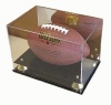 DisplayGifts Deluxe UV Acrylic Full Size Football Display Case Stand with Mirror, Riser Stand, ACFB18M