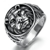 Stainless Steel Ring for Men, Lions Head Ring Gothic Black Band Epinki