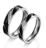 Daesar Mens Womens Stianless Steel CZ Rings for Couples Valentine Gifts